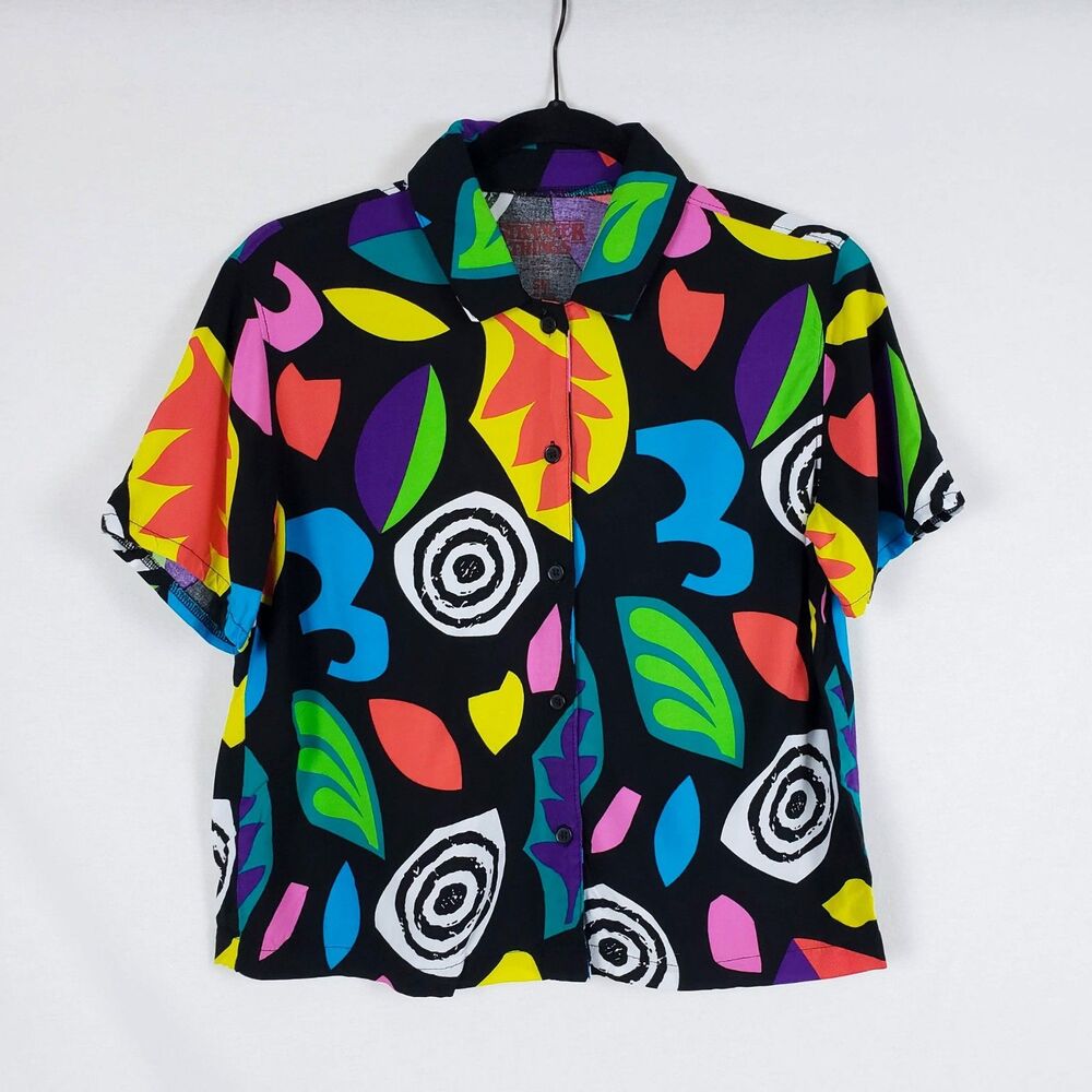 Stranger Things Eleven Hawaiian Shirt Womens S Button-Up 80s